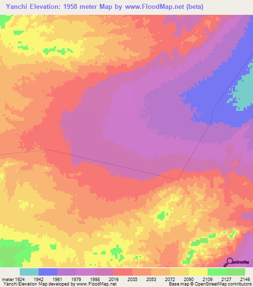 Yanchi,China Elevation Map