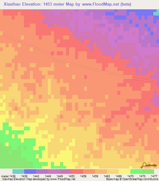 Xiaxihao,China Elevation Map