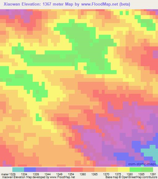 Xiaowan,China Elevation Map