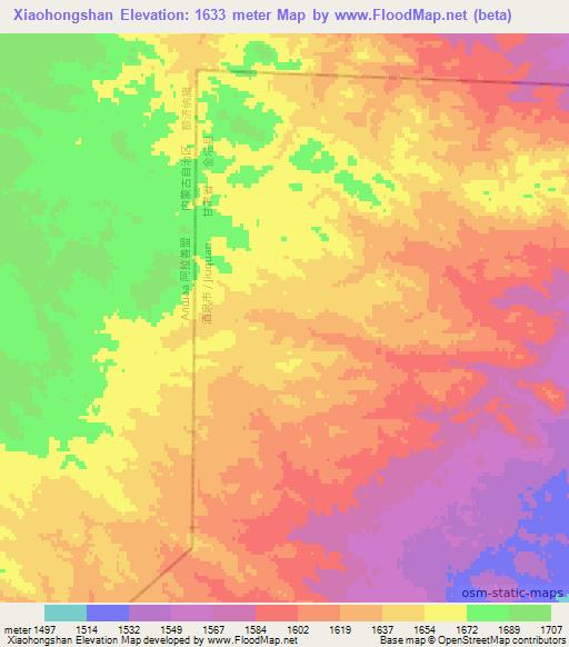 Xiaohongshan,China Elevation Map