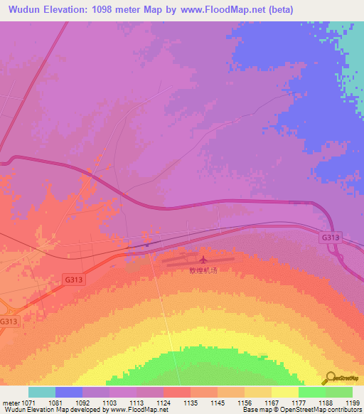 Wudun,China Elevation Map