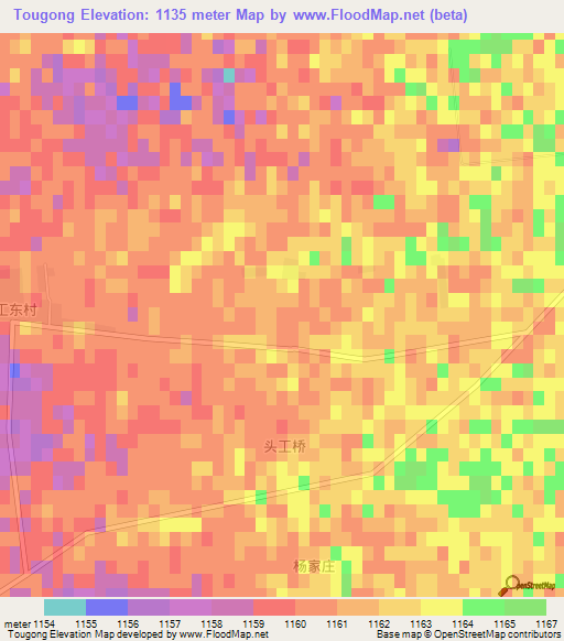 Tougong,China Elevation Map