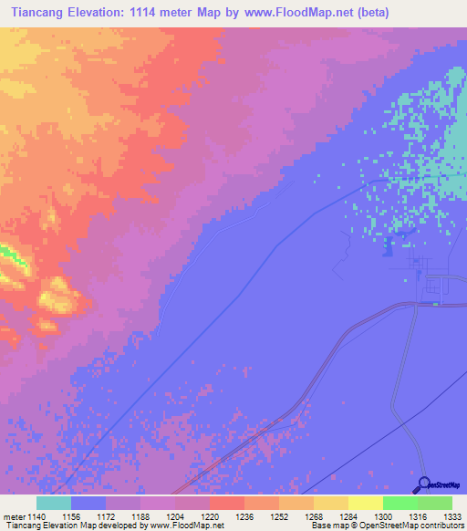 Tiancang,China Elevation Map