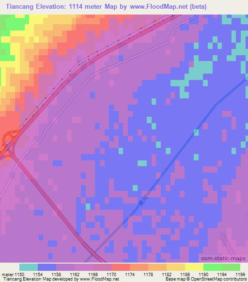 Tiancang,China Elevation Map