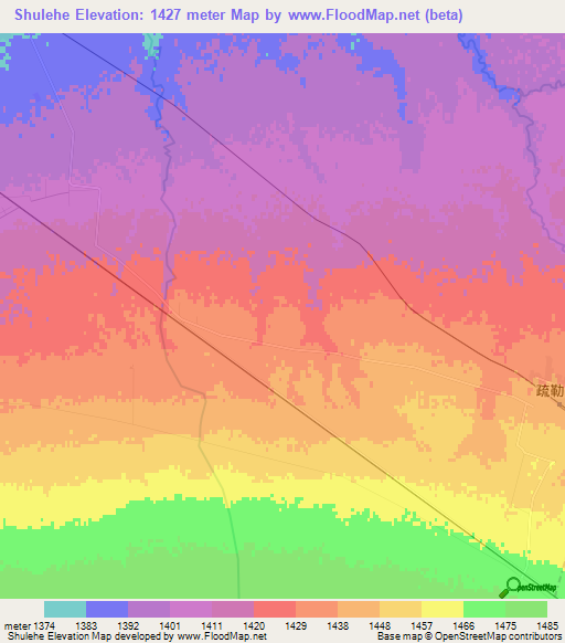 Shulehe,China Elevation Map