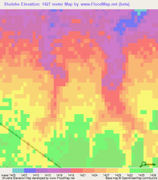 Shulehe,China Elevation Map