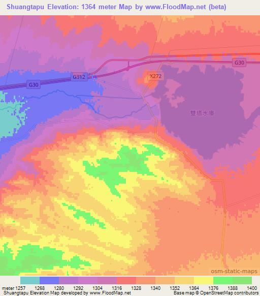 Shuangtapu,China Elevation Map