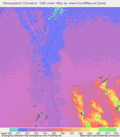 Shuangshuzi,China Elevation Map