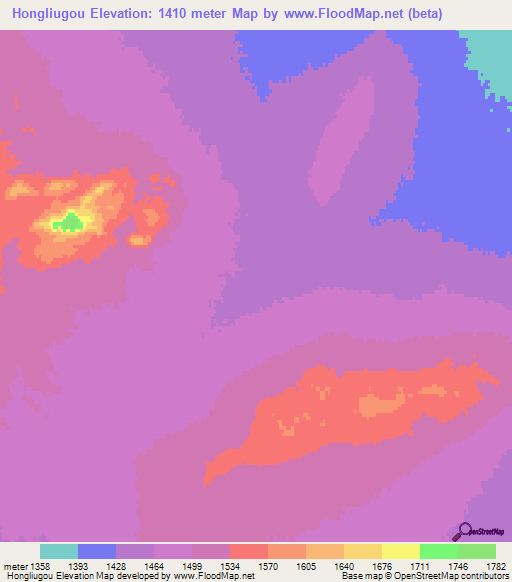Hongliugou,China Elevation Map