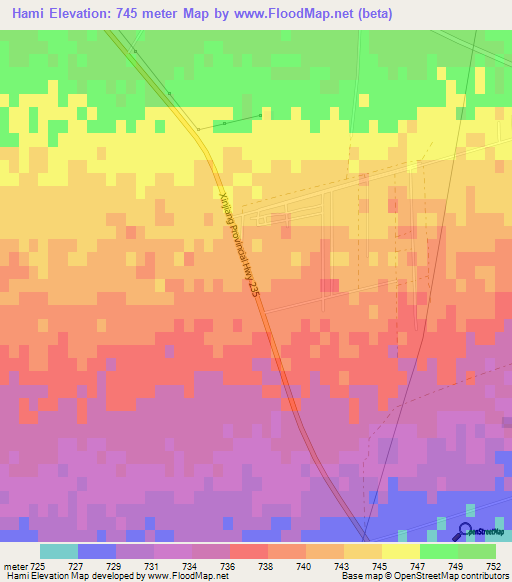 Hami,China Elevation Map