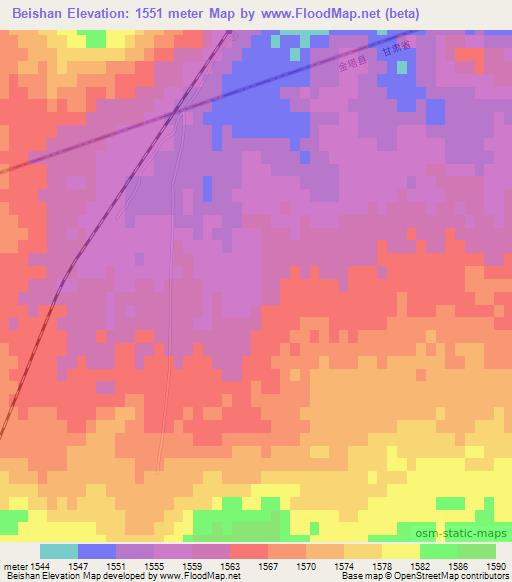 Beishan,China Elevation Map