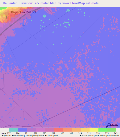 Baijiantan,China Elevation Map