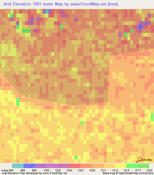Aral,China Elevation Map