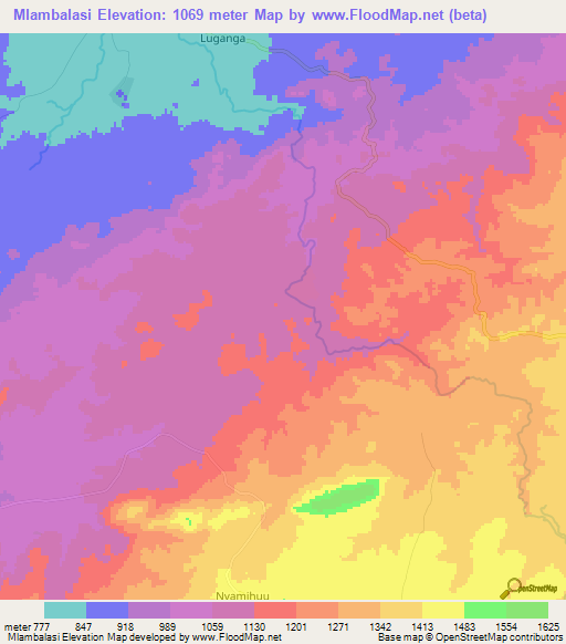 Mlambalasi,Tanzania Elevation Map
