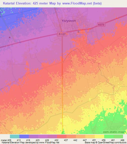 Katartal,Uzbekistan Elevation Map