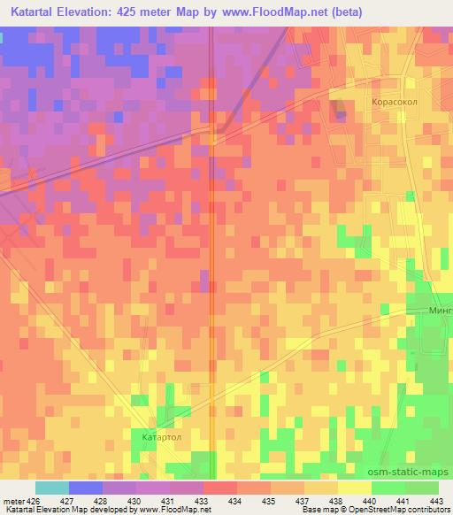 Katartal,Uzbekistan Elevation Map