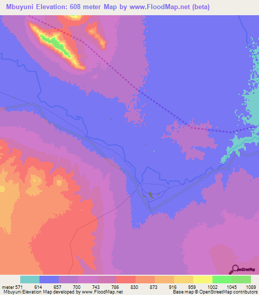 Mbuyuni,Tanzania Elevation Map