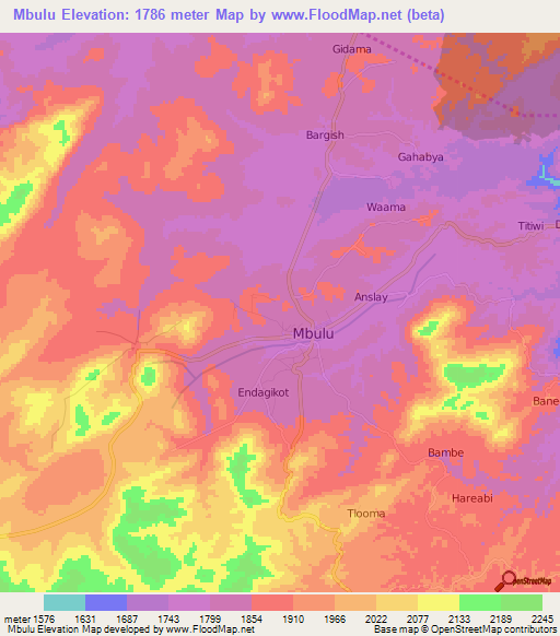 Mbulu,Tanzania Elevation Map