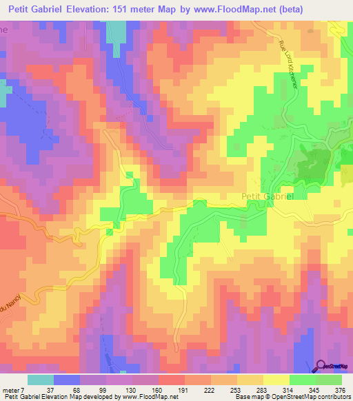 Petit Gabriel,Mauritius Elevation Map