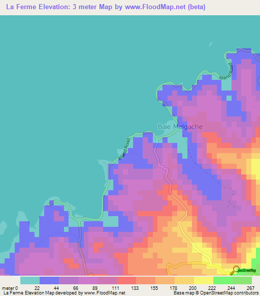 La Ferme,Mauritius Elevation Map