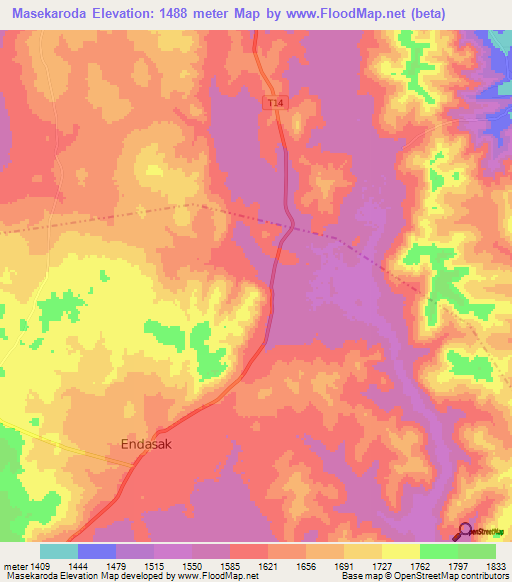 Masekaroda,Tanzania Elevation Map
