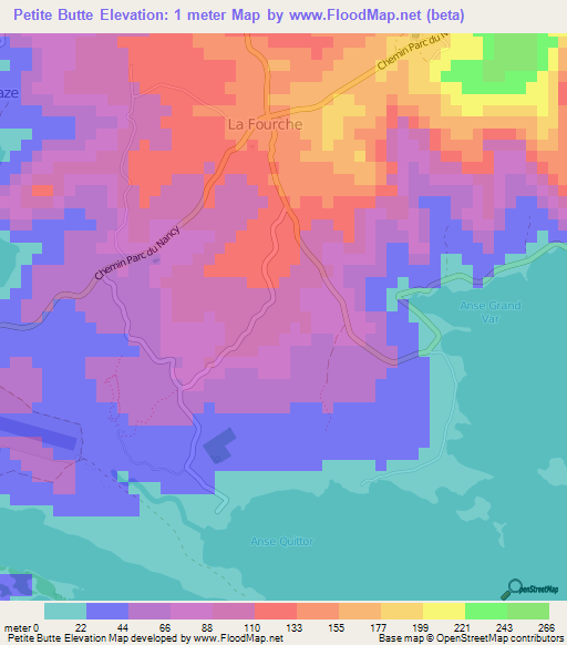 Petite Butte,Mauritius Elevation Map