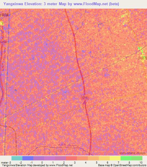 Yangxinwa,China Elevation Map