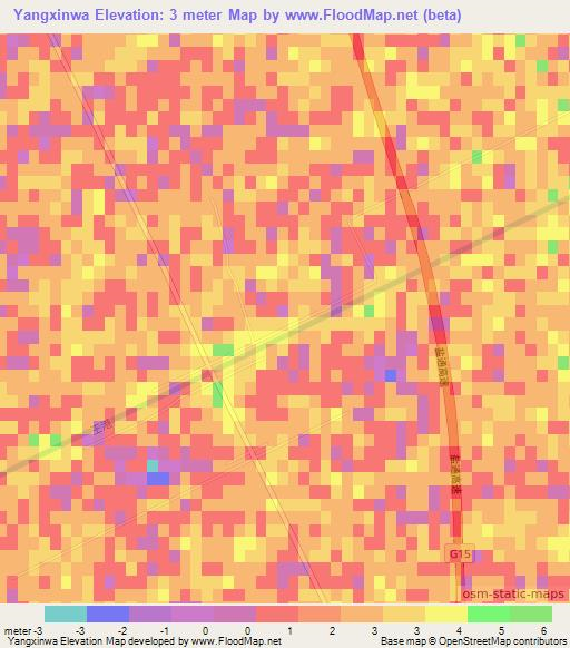 Yangxinwa,China Elevation Map