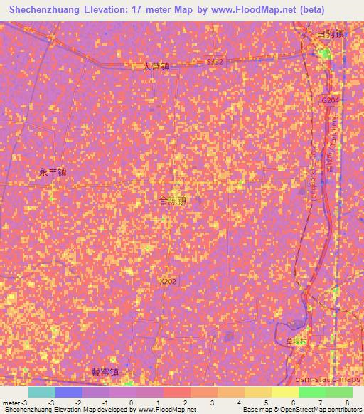 Shechenzhuang,China Elevation Map