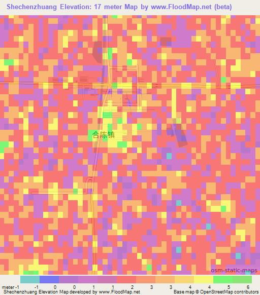 Shechenzhuang,China Elevation Map