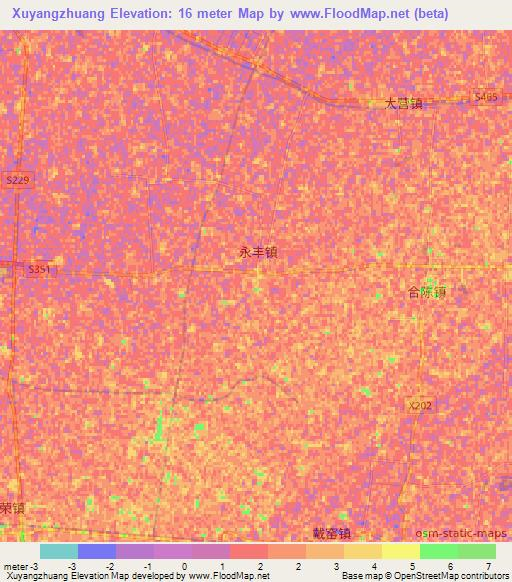 Xuyangzhuang,China Elevation Map