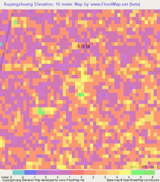 Xuyangzhuang,China Elevation Map