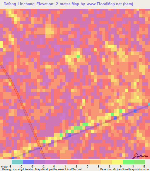 Dafeng Linchang,China Elevation Map