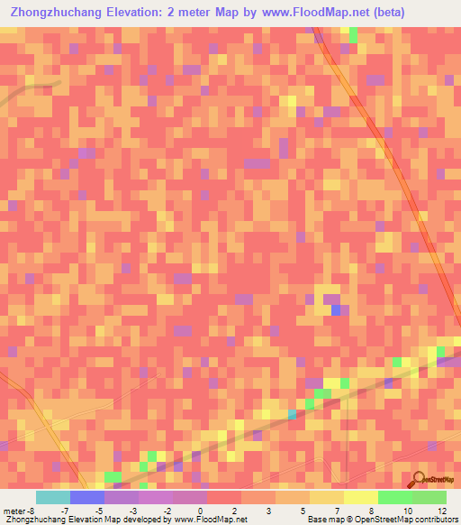 Zhongzhuchang,China Elevation Map