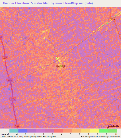 Xiaohai,China Elevation Map