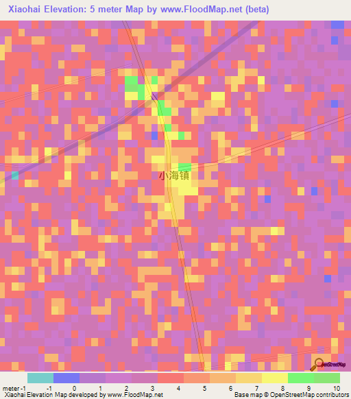 Xiaohai,China Elevation Map