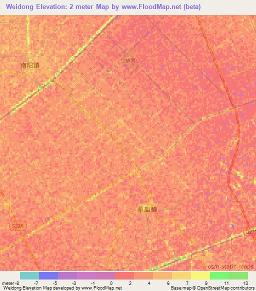 Weidong,China Elevation Map