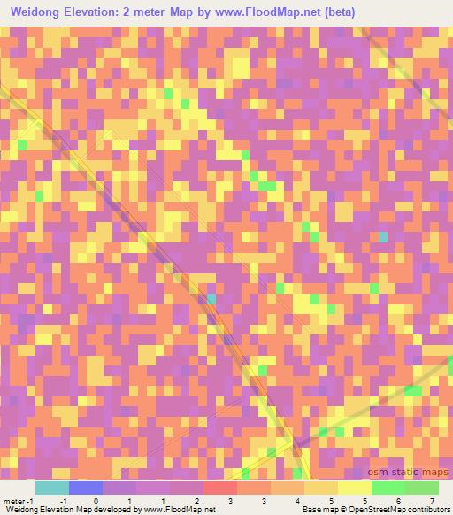 Weidong,China Elevation Map