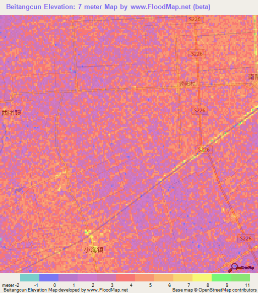 Beitangcun,China Elevation Map