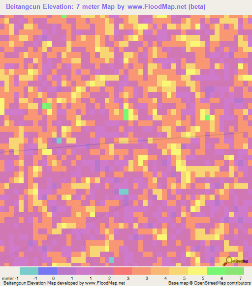 Beitangcun,China Elevation Map