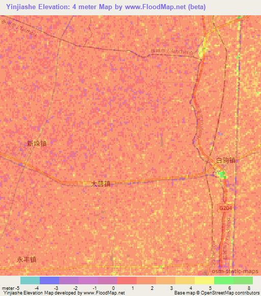 Yinjiashe,China Elevation Map