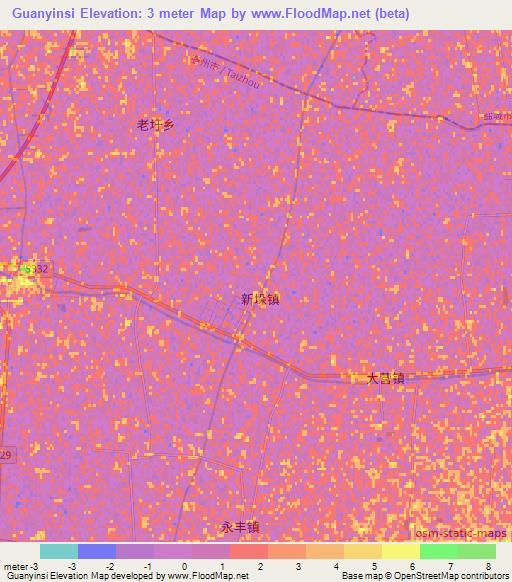 Guanyinsi,China Elevation Map