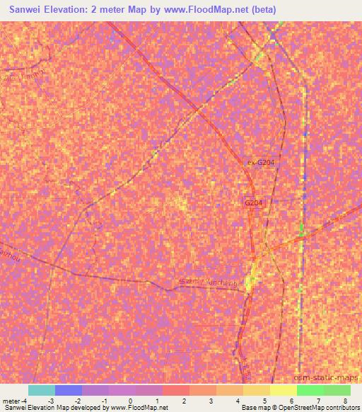 Sanwei,China Elevation Map