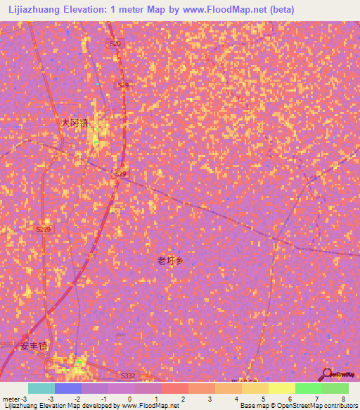 Lijiazhuang,China Elevation Map