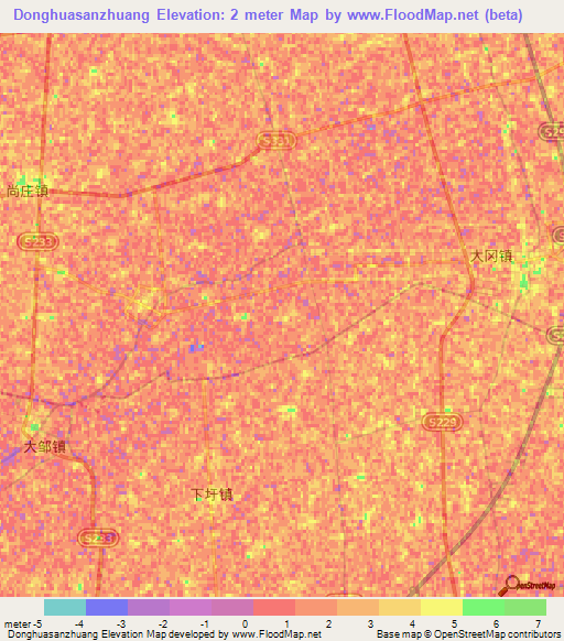 Donghuasanzhuang,China Elevation Map