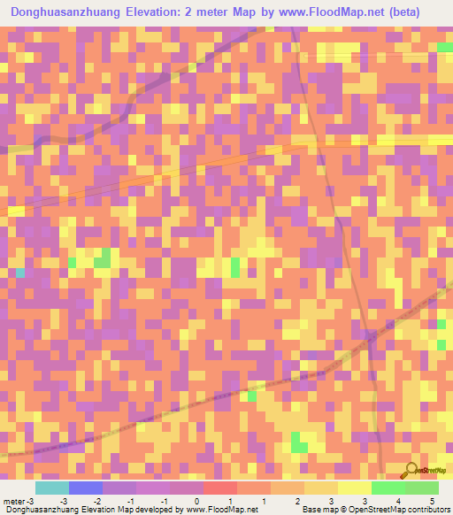 Donghuasanzhuang,China Elevation Map