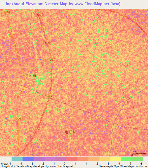 Lingzhudui,China Elevation Map