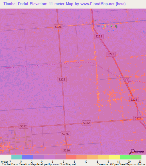 Tianbei Dadui,China Elevation Map