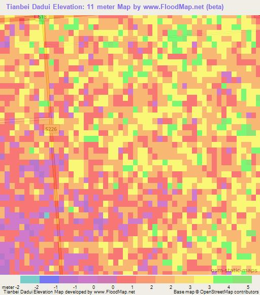Tianbei Dadui,China Elevation Map