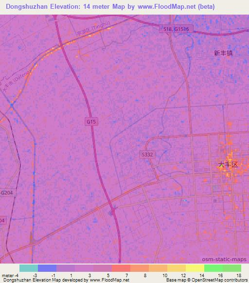 Dongshuzhan,China Elevation Map